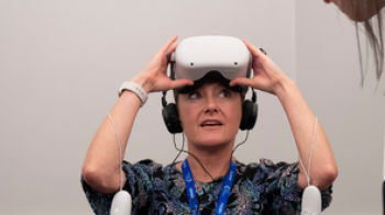 Woman using VR headset